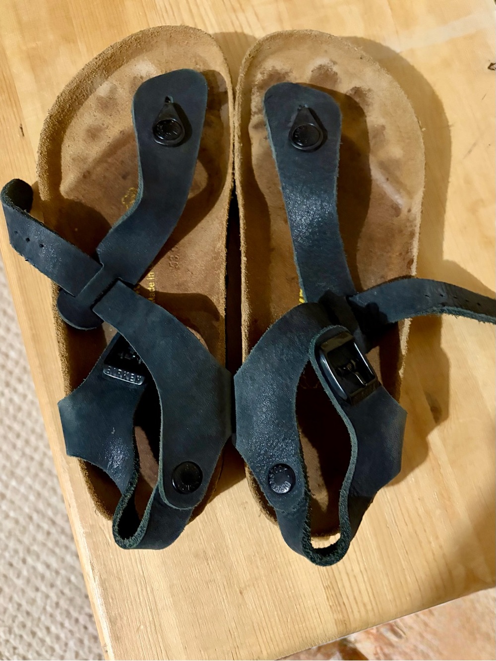 Birkenstock Women’s Black Leather T-Strap Sandals
